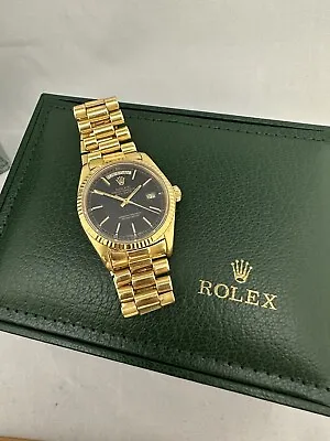 *LOOK* Vintage Rolex 36mm Day-Date 18038 18K Solid Gold President Black Dial • $14500