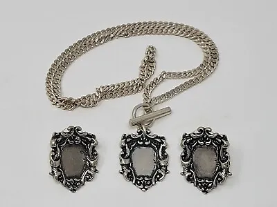 T Foree Cherub Hunsicker Sterling Silver Luggage Tag Necklace & Earrings Vintage • $249.95