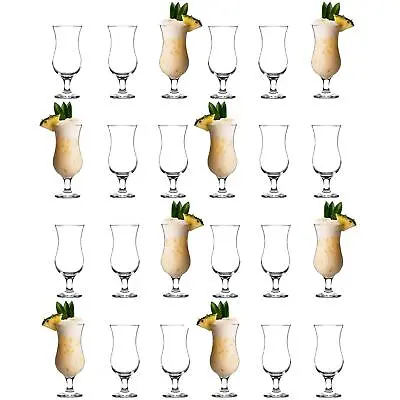 24x Pina Colada Glasses Hurricane Grande Cocktail Drinking Glassware 390ml Clear • £37