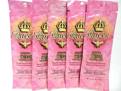 $24.95 • Buy 5 Sample Packets Packs Queen 16x Bronzer Tanning Bed Lotion Designer Skin Rare!