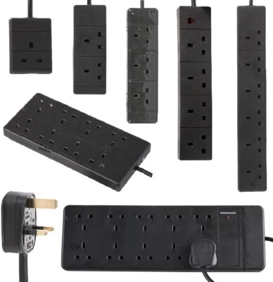 £8.69 • Buy UK Extension Lead Cable Electric Mains Power 1 2 3 4 6 8 10 Gang Way Plug Black