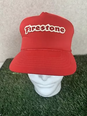 Vintage Firestone Tires Snapback Hat Brand Promo Patch Trucker Mesh AMI • $27.99