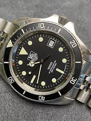 👍 Vintage TAG HEUER 1000 980.006 Jumbo Black Submarine 844 Style Dive Watch • $1249.99