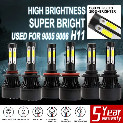 $24.89 • Buy 4-Side Combo 9005+9006+H11 LED Headlight Fog Light Kit High Low Beam Bulbs White