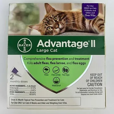 Advantage II Flea Medicine Large Cats K-9 2 Months Purple Drops Feline 9-18 Lbs • $32.99