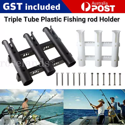 3 Tube Fishing Rod Holder Bracket Boat Kayak Rod Rack Mounted Fishing Rack AU • $17.03