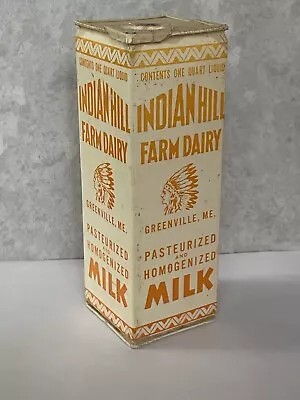 VTG Milk Carton 1950s Greenville Maine INDIAN HILL DAIRY Empty - Moosehead Lake • $11.50