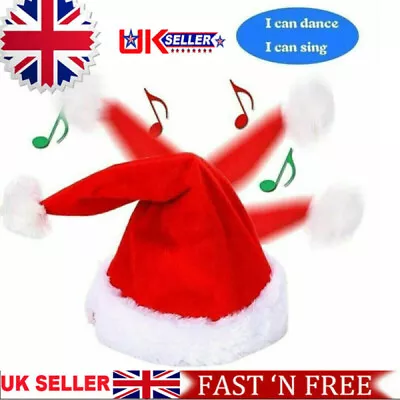 Christmas Xmas Novelty Santa Hat Cap For Musical Singing Moving Dancing Toy • £11.49