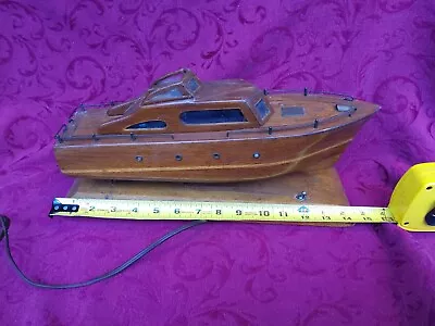 Vintage 16  Wooden Boat With Built In Light.  TV Lamp?  Heavy • $74.99