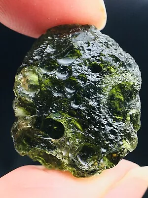 Moldavite-21CT Genuine Raw Moldavite Crystal From Czech Republic PIC Certificate • $6.50