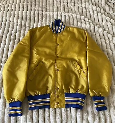 Vintage Tipped Yellow Varsity Bomber Jacket • $35