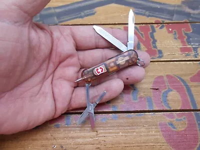 Victorinox Signature Lite Translucent Brown Swiss Army Knife 58mm Red LED • $22