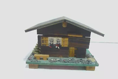 EJB Switzerland Edleweiss Chalet Cabin Swiss Movement Wood Trinket Music Box • $22.46