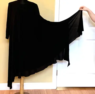 OSCAR DE LA RENTA Saks Fifth AvenueVintage BLACK Long Dress 12 Sheer Slits ILGWU • $69.95