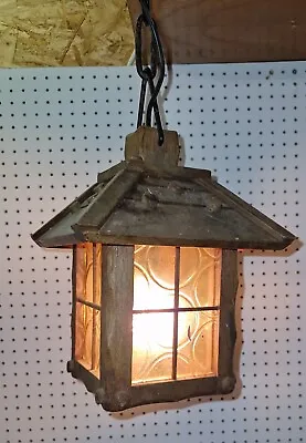 Rare Vintage Oak Arts & Crafts Hall Porch Lantern Lamp Light  • £85