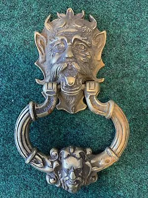 $99.99 • Buy Large Vintage Brass ‘Devil’ Door Knocker - Evil Gargoyle Lucifer 9” ++
