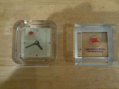 Mobil Oil Company Clock & Paperweight 1989 Distributor Meeting Red Pegasus Logo • $20