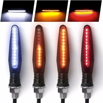 4x Sequential Flowing LED Motorcycle Turn Signal Indicator Lights DRL Brake Lamp • $15.96