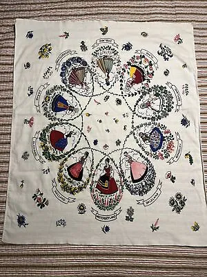 Vintage Swedish Folk Tablecloth 30x36 Ladies Flowers Öland Småland Blenkinge • $12.99