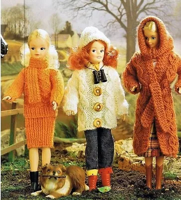 £1.99 • Buy KNITTING PATTERN Teenage Dolls Clothes Sindy Barbie Skirt Sweater Coat Hat DK 12