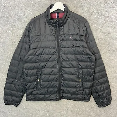 Tommy Hilfiger Jacket Mens Medium Black Puffer Duck Down Insulated Padded Coat • $63.15