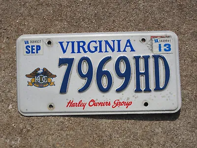 $19.99 • Buy 2013 Virginia Harley Owners Group License Plate VA Hog 7969HD Bike