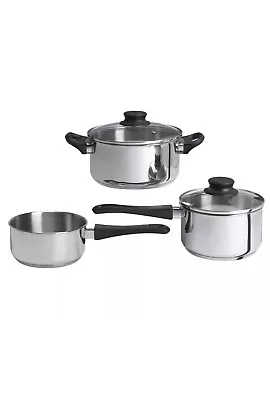 $35.87 • Buy New IKEA: 5 Piece ANNONS Cookware Set Stainless Steel Saucepan Pot Glass Lid