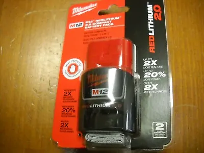 Milwaukee 48-11-2420 M12 REDLITHIUM Compact Battery 2.0Ah NEW • $30.20