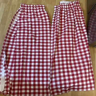 Pencil Pleat Handmade Red/white  Gingham Check Country Extra Wide Curtains W224 • £19.99