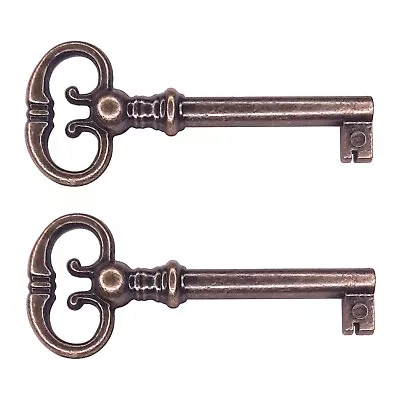 2x Vintage Style Open Barrel Skeleton Key Furniture Cabinet Antique 70mm • $5.95