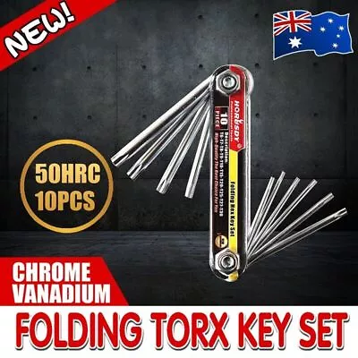 Folding Torx Star Key Set Portable Wrench Tool Chrome Vanadium Steel T6-T30 New • $10.17