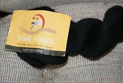 Misti Alpaca Lace Canada 100% Baby Alpaca Black Fast Shipping Knit Crochet Craft • $19.99