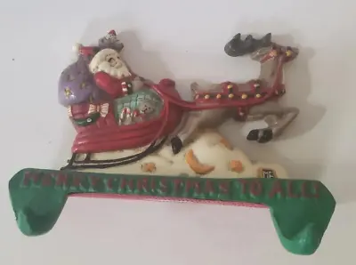 Midwest Of Cannon Falls Cast Iron Santa & Sleigh Double Stocking Holder Hanger • $39.99