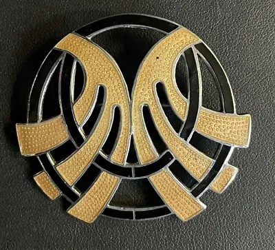 Vintage Sterling Margot De Taxco Broen & Black Enamel Miguel Arias Knot Brooch  • $325