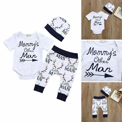 Little Man Newborn Infant Baby Boy Tops Romper Long Pants Outfits Clothes Summer • $16.99