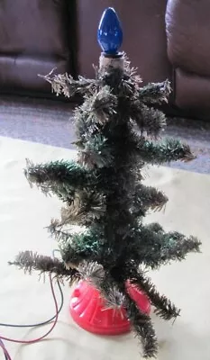 $30 • Buy Vintage Possibly Noma Cellophane Needle Red Base Lighted Christmas Tree 13.5 In