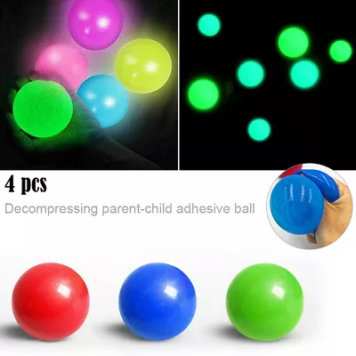 4pcs Luminous Sticky Wall Balls Ceiling Stress Relief Globbles Squishy Kids Toys • £2.29