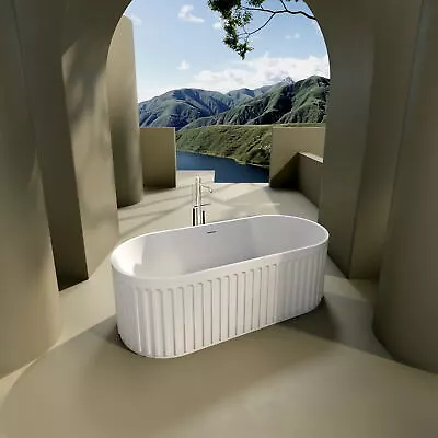 67  Freestanding Solid Surface Artificial Stone Soaking Bathtub Bath Tub White • $2216.99