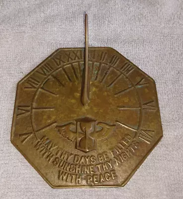 Vintage Brass Sundial Garden May Your Days Be Filled With Sunshines Nights Peace • $45