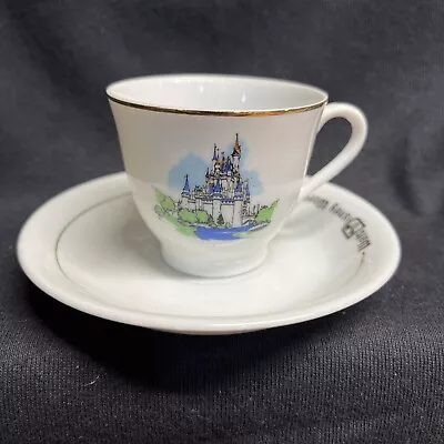 Vintage Walt Disney Production Magic Kingdom Tea Cup And Saucer 2.5  Tall Japan • $23.99