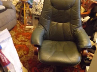 £77 • Buy Green Leather Captains Swivel Chair