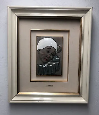 L. MORONI Framed Pierrot Picture MIDA Sterling Silver AG 925 Italy Signed Clown • $240