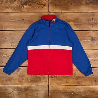 Vintage Woolrich Windbreaker Jacket S 80s Colour Block Blue Zip • £28.79