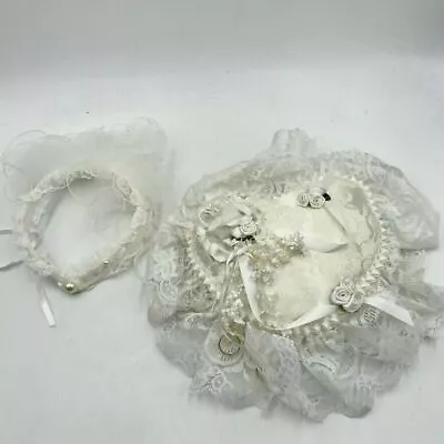 Vintage Childs Headband 1980s Pearl Sprays Floral Beige Hair Bridal Heart Sachet • $13.96