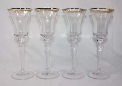 4 Mikasa Crystal JAMESTOWN GOLD Wine Glasses Set #1 • $54.99