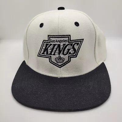 Vintage LA Kings NHL Hockey SnapBack Hat Cap White Black Script Blockhead VTG • $28.99