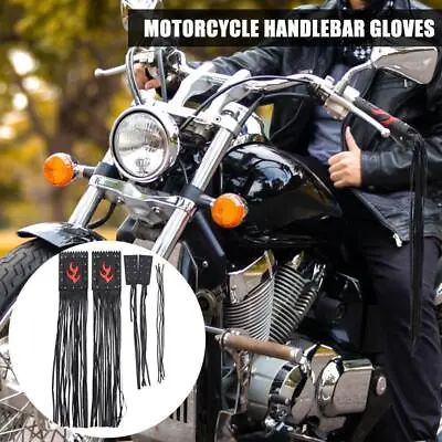 £5.82 • Buy Universal PU Leather Motorcycle Handle Bar Tassels LongT Fringe S5D7 Cover O8T7