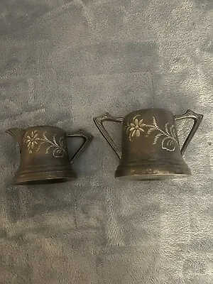 Antique Rogers Silver Quadruple Creamer Set With Sugar Bowl Beautiful!! • $50