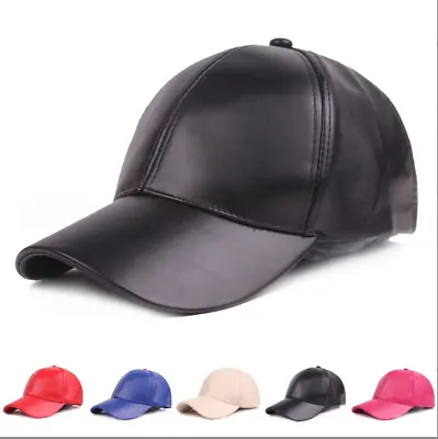 Men's Baseball Cap PU Leather Adjustable Warm Hat Solid Color Winter Outdoor Hat • $11.58