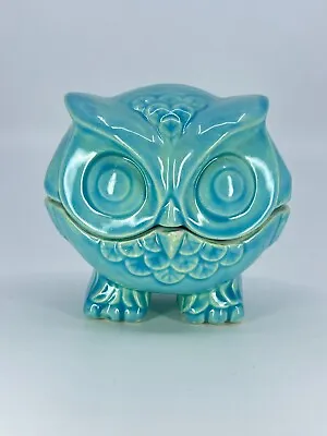 Cute Angel Heart Designs Owl Trinket Box Blue Boho Design Owl Figurine BIRD FUN • $12